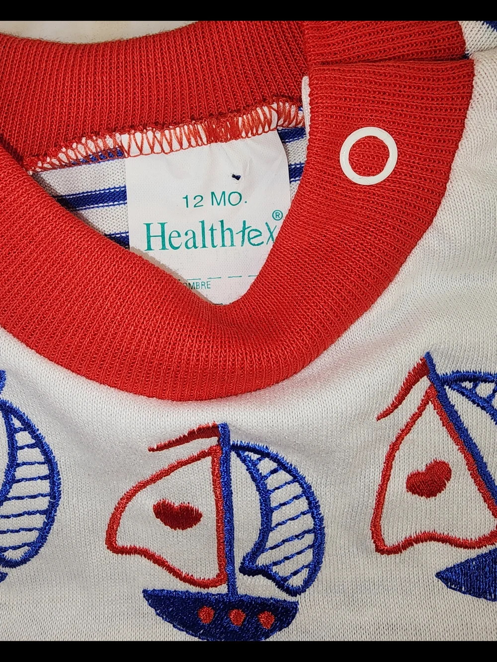 Nwt Vintag Healthtex 12 Month One-Piece with Sailboat Embroidery